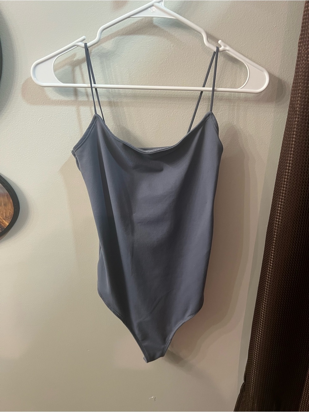 Abercrombie & Fitch Slate Gray Satin Cowl Bodysuit